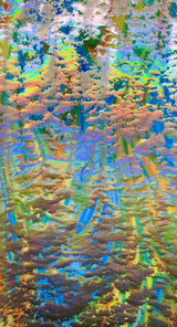 Multicolored Lava Swirls Under Beautiful Colored Foil Polyester Spandex Fabric - Turquoise, Fuchsia, Silver, Foil Print, 58 To 60 Inches Wide