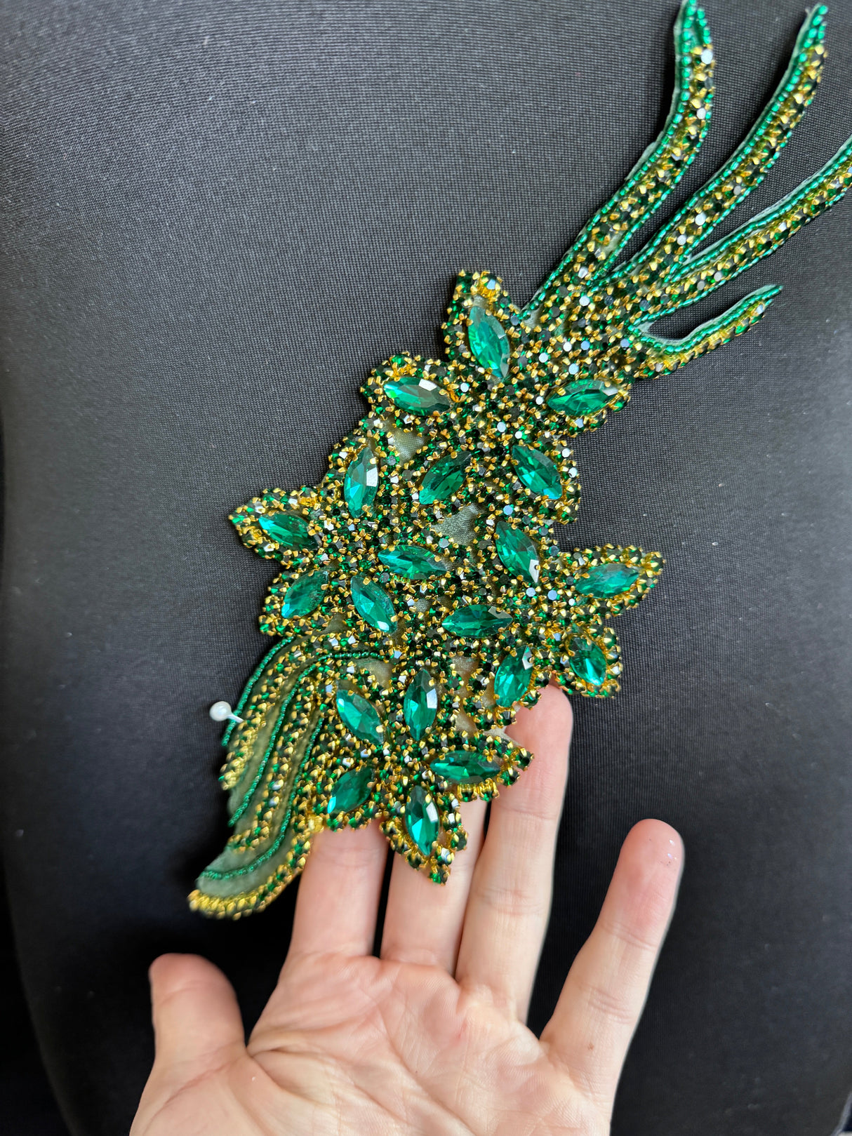 Emerald Green Rhinestone Applique