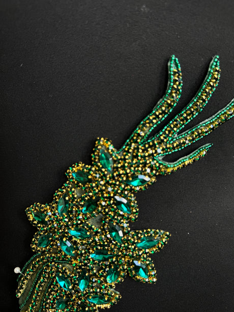 Emerald Green Rhinestone Applique