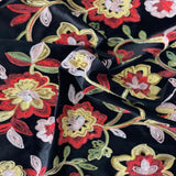Embroidered Stretch Velvet Fabric Multicolor Floral