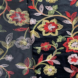 Briony Multicolor Floral Embroidered Stretch Velvet Fabric - Multicolor Floral Embroidery, 52" Width (1 Yard)