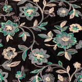 Briony Multicolor Floral Embroidered Stretch Velvet Fabric - Multicolor Floral Embroidery, 52" Width (1 Yard)