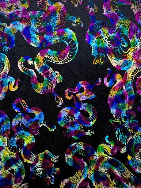 Dragon Empire Poly Spandex Foil Fabric - Shiny Reflective Holographic, 58"/60" Wide