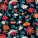 Embroidered Stretch Velvet Fabric Multicolor Floral