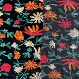 Briony Multicolor Floral Embroidered Stretch Velvet Fabric - Multicolor Floral Embroidery, 52" Width (1 Yard)