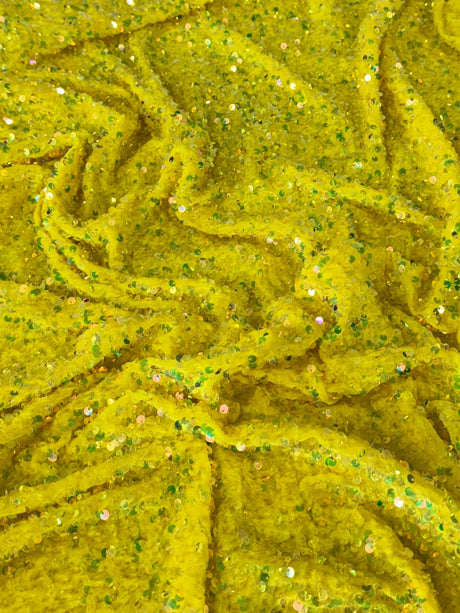 Yellow Iridescent Sequin on Velvet