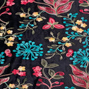 Embroidered Stretch Velvet Fabric Multicolor Floral