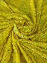 Yellow Iridescent Sequin on Velvet