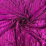 Metallic Pleated Foil Spandex Fabric - Fuchsia, 58" Width (1 Yard)