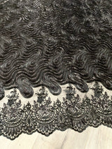 Black Embroidered Sequin Lace