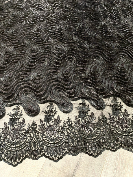 Black Embroidered Sequin Lace