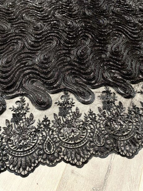 Black Embroidered Sequin Lace