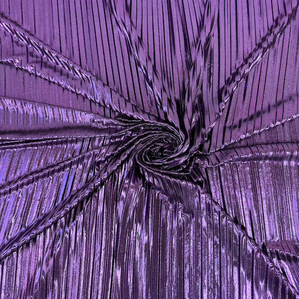Metallic Pleated Foil Spandex Fabric - Fuchsia, 58" Width (1 Yard)