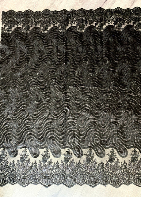 Black Embroidered Sequin Lace