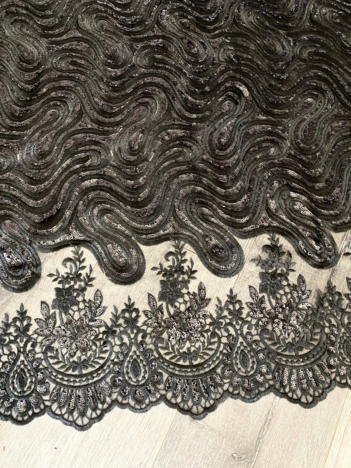Black Embroidered Sequin Lace
