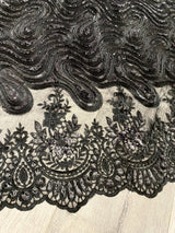 Black Embroidered Sequin Lace