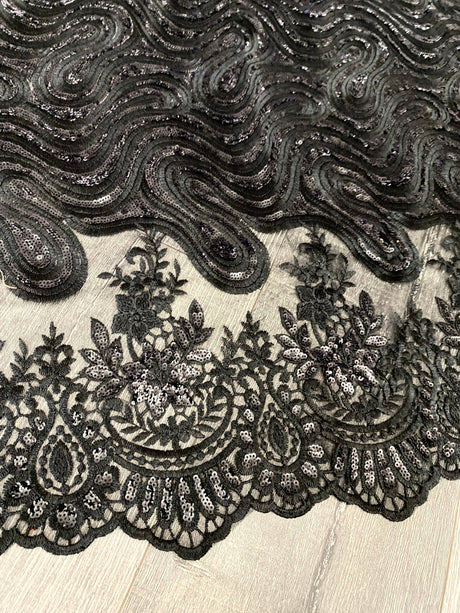 Black Embroidered Sequin Lace