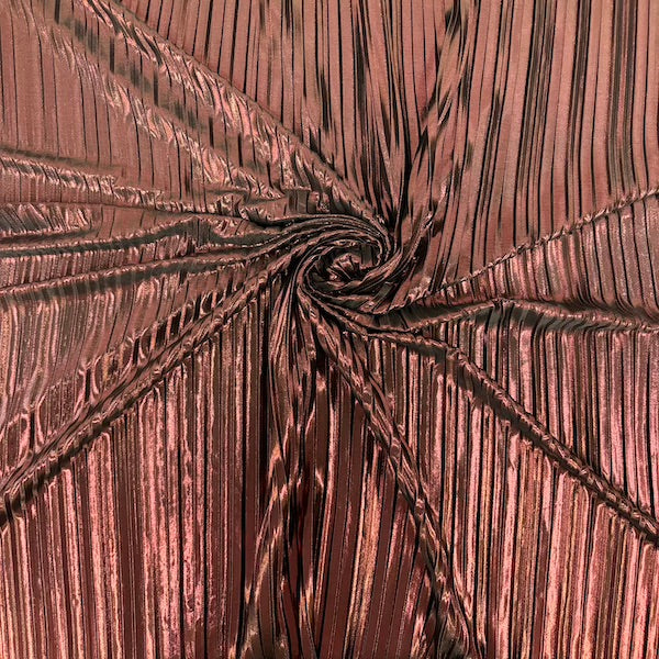 Metallic Pleated Foil Spandex Fabric - Fuchsia, 58" Width (1 Yard)