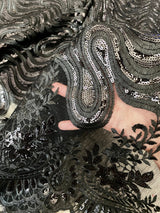 Black Embroidered Sequin Lace
