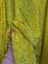 Yellow Iridescent Sequin on Velvet