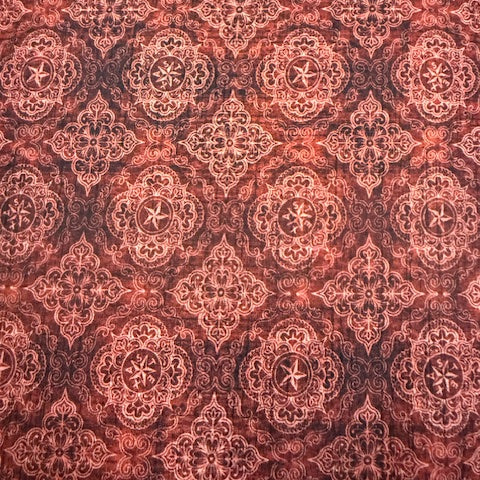 Cotton Print Western Geo Medallions Brick Fabric