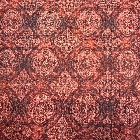 Cotton Print Western Geo Medallions Brick Fabric