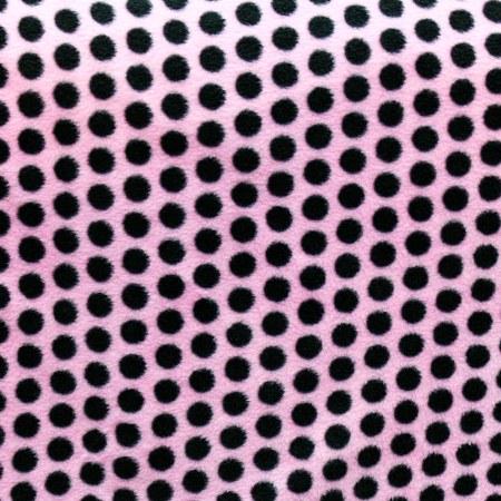 Polka Dot Print Pink/Black Anti Pill Premium Fleece Fabric,