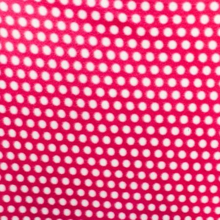 Polka Dot Print Pink/White Anti Pill Premium Fleece Fabric,