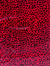 Red Leopard Print Velvet Fabric - Red Leopard Print, 4-Way Stretch (1 Yard)