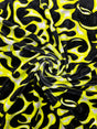 Yellow Flame Printed Velvet Fabric - Yellow Flame Print, 1 Yard