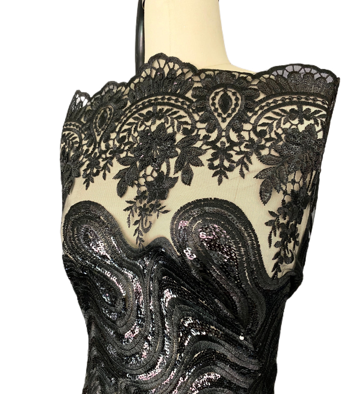 Black Embroidered Sequin Lace