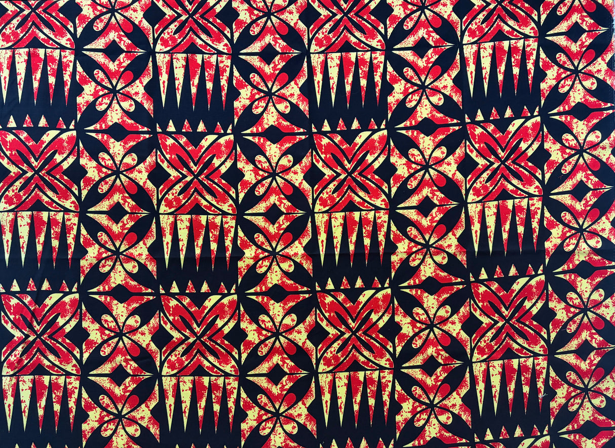 Traditional Tapa Design Cotton Light Barkcloth Fabric - Polynesian Tapa Print, 45" Width (1 Yard)