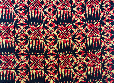Traditional Tapa Design Cotton Light Barkcloth Fabric - Polynesian Tapa Print, 45" Width (1 Yard)