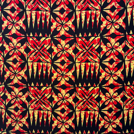 Traditional Tapa Design Cotton Light Barkcloth Fabric - Polynesian Tapa Print, 45" Width (1 Yard)