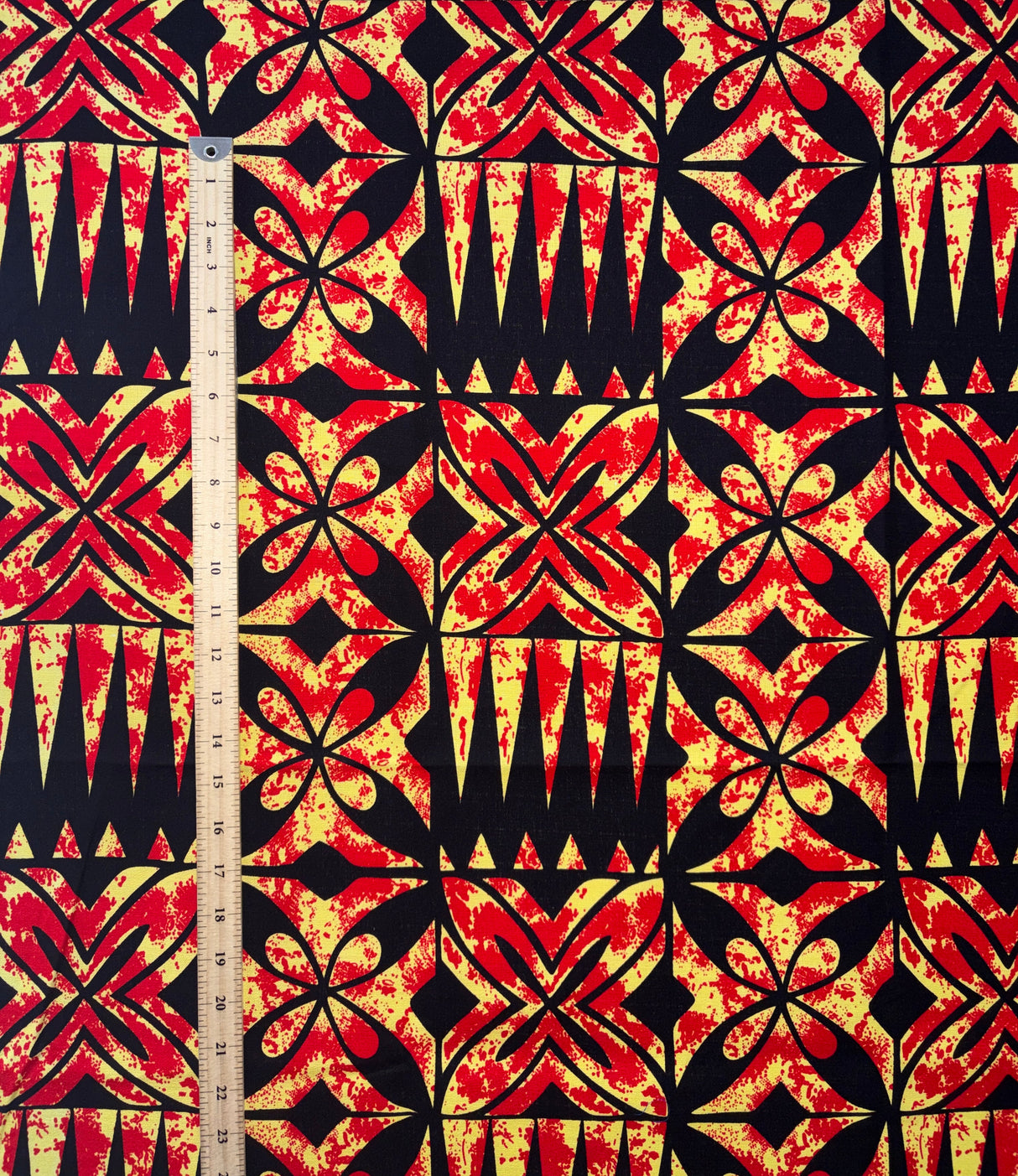 Traditional Tapa Design Cotton Light Barkcloth Fabric - Polynesian Tapa Print, 45" Width (1 Yard)