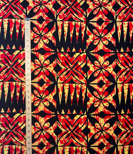 Traditional Tapa Design Cotton Light Barkcloth Fabric - Polynesian Tapa Print, 45" Width (1 Yard)