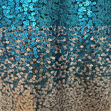 Polyester Mesh Ombre Sequin Fabric Blue Silver 60"