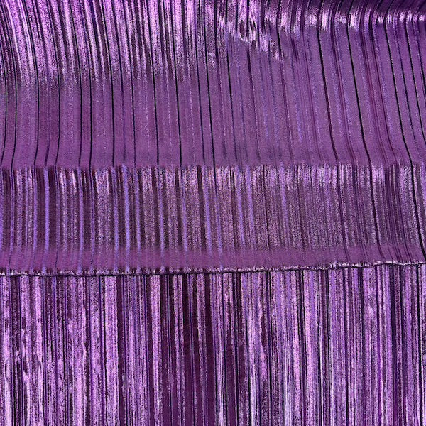 Metallic Pleated Foil Spandex Fabric - Fuchsia, 58" Width (1 Yard)