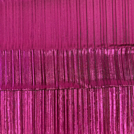 Metallic Pleated Foil Spandex Fabric - Fuchsia, 58" Width (1 Yard)