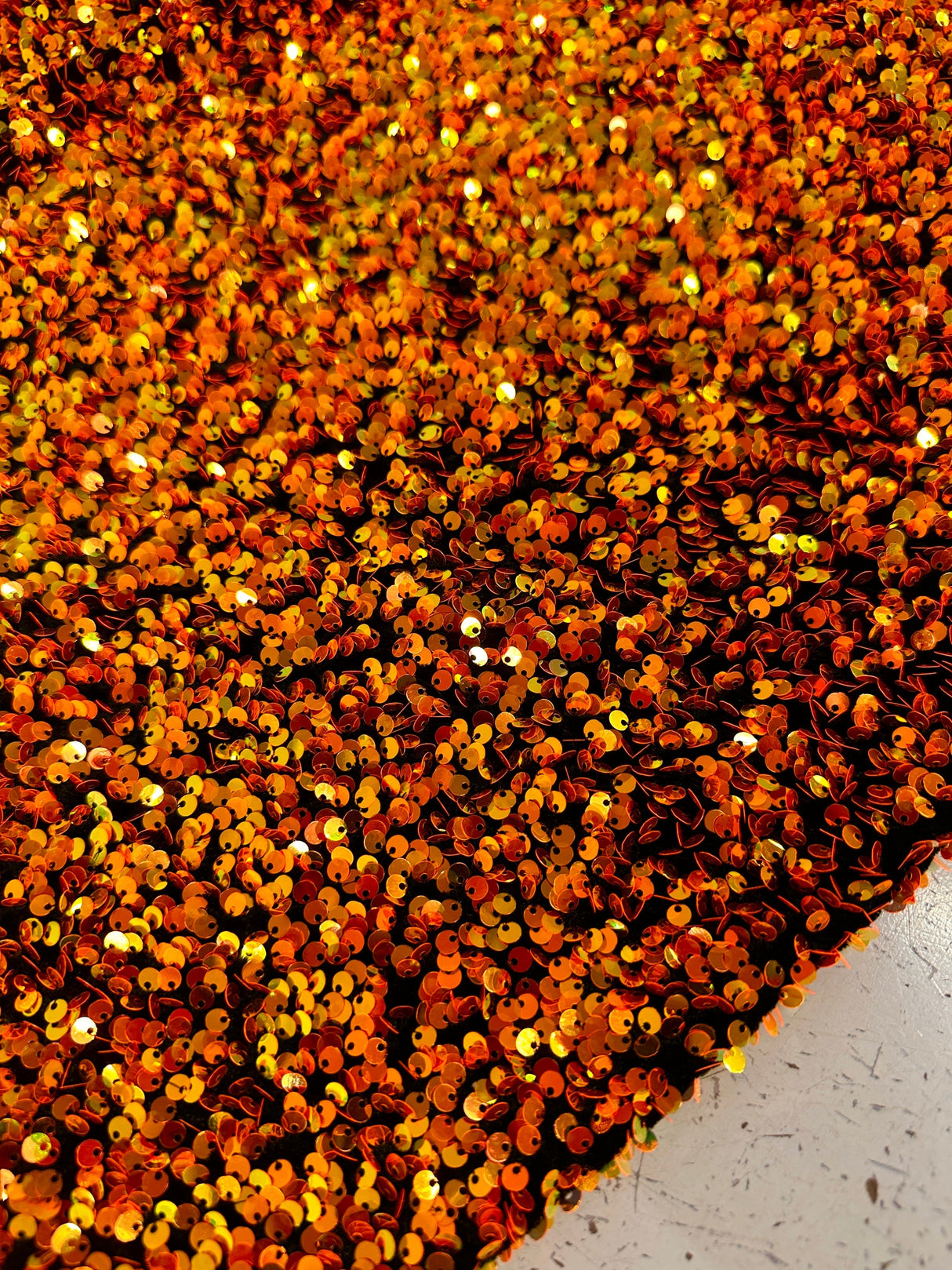Iridescent Orange Sequin Velvet