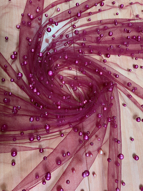 Pearl Tulle Burgundy