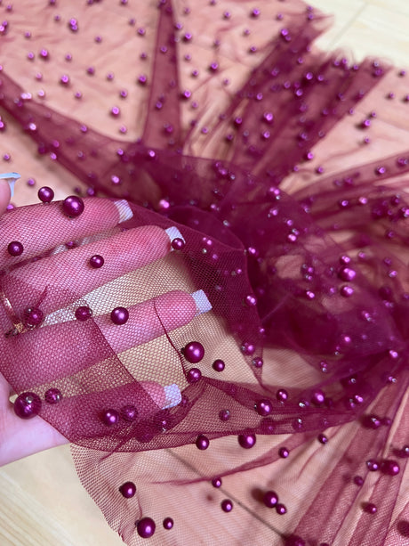 Pearl Tulle Burgundy