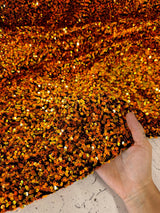 Iridescent Orange Sequin Velvet