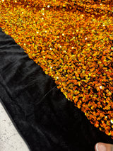 Iridescent Orange Sequin Velvet