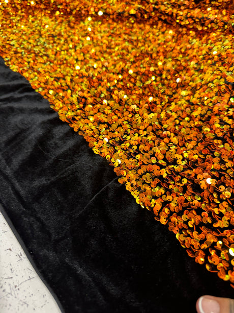 Iridescent Orange Sequin Velvet