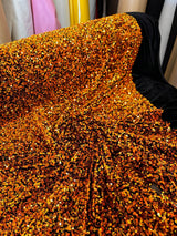 Iridescent Orange Sequin Velvet