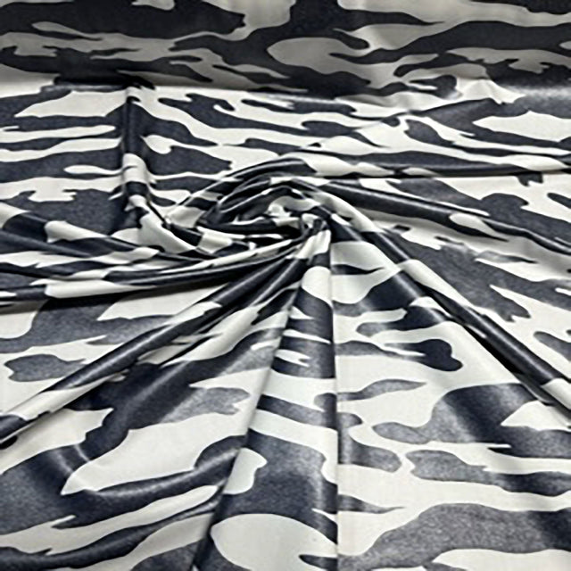 Polyester Spandex Army Stretch Silver Foil Fabric