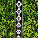 Areca Palm Tree Leaves Light Barkcloth Cotton Fabric - All-Over Areca Palm Tree Leaves, Single Border, 45" Width (1 Yard)