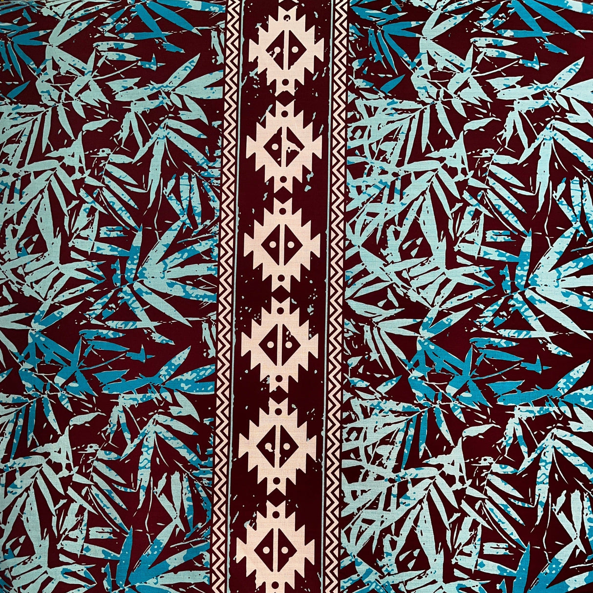 Areca Palm Tree Leaves Light Barkcloth Fabric - Black And Green, All-Over Leaf Border, 45" Width (1 Yard)