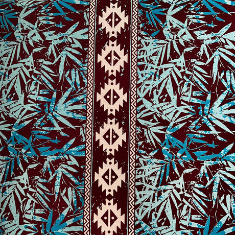 Areca Palm Tree Leaves Light Barkcloth Fabric - Black And Green, All-Over Leaf Border, 45" Width (1 Yard)
